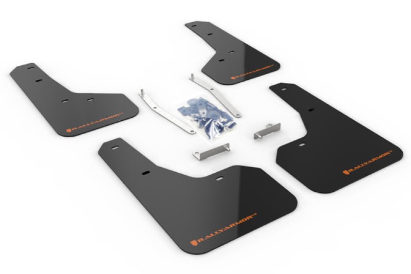 Rally Armor Black UR Mud Flap w/ Orange Logo | 2019 - 2021 Subaru Forester - Blue Star WorksMud FlapsRally ArmorRALMF52-UR-BLK/OR