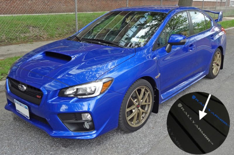 Rally Armor Black UR Mud Flap w/Silver Logo | 2015 - 2021 Subaru WRX - Blue Star WorksMud FlapsRally ArmorRALMF32-UR-BLK/SIL