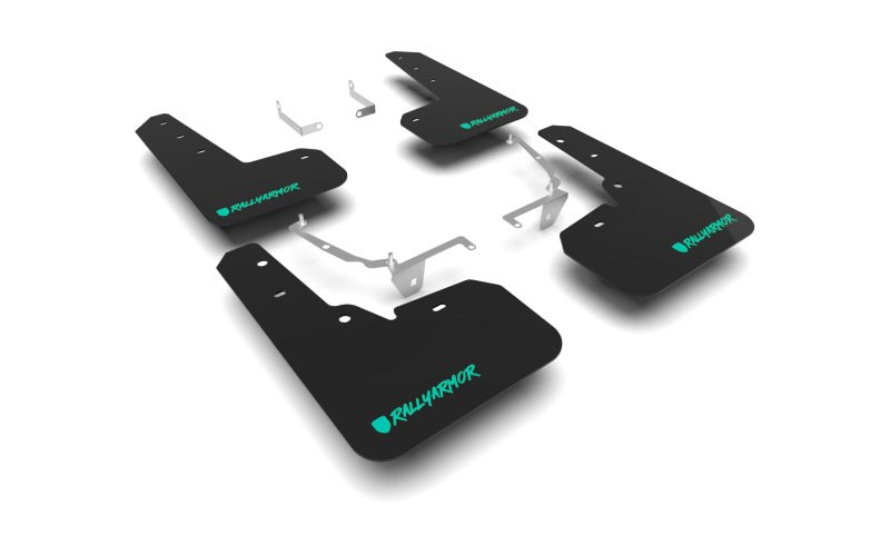 Rally Armor Black UR Mud Flap w/Teal Altered Font Logo | 2013 - 2017 Subaru Crosstrek XV - Blue Star WorksMud FlapsRally ArmorRALMF26-UR-BLK/TL-X