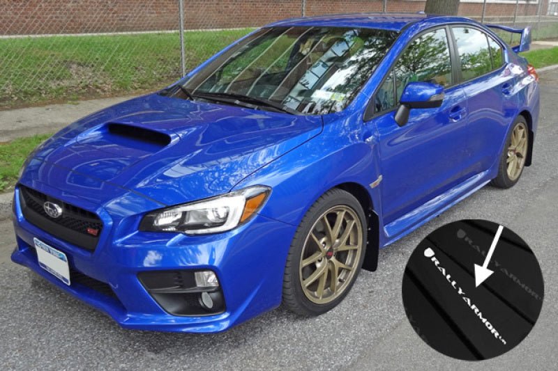 Rally Armor Black UR Mud Flap w/White Logo | 2015 - 2021 Subaru WRX - Blue Star WorksMud FlapsRally ArmorRALMF32-UR-BLK/WH